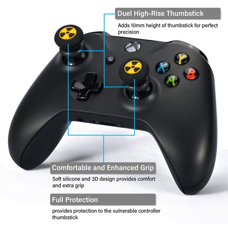 Playrealm FPS Thumbstick Extender & 3D Texture Rubber Silicone Grip Cover 2 Sets for Xbox Series X/S & Xbox One Controller(Radiation Black) - Image 2